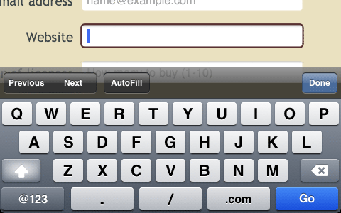 iPhone screenshot of URL field and keyboard